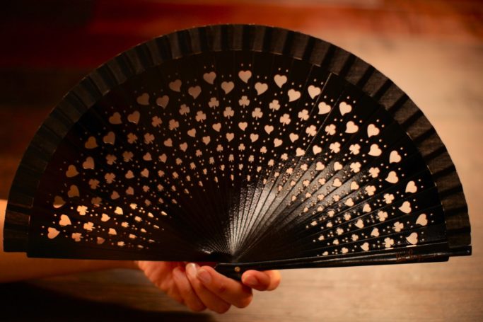 Wooden Hand-Fan "Luck" Black