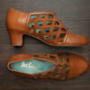 Highball in the Barn, brown leather vintage style shoes, retro shoes, historical shoes, dance shoes, reenactment shoes, cottage core shoes, swing dance shoes, lindy hop shoes, Balboa shoes, boogie shoes, wedding shoes