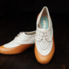 Two Tone vintage style shoes for ladies, comfortable fit, soft leather, wide base low heel
