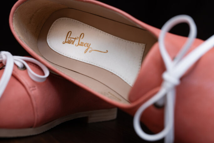 peach, blush, salmon, coral pink classic flat shoes