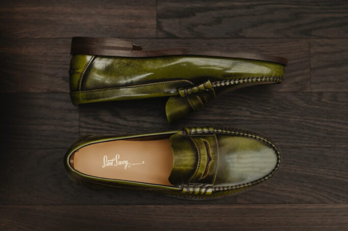 Dark green color, unisex shoe, leather sole, Retro mens shoe, Ladies shoe, 1920s, 1930s, 1940s, 1950s